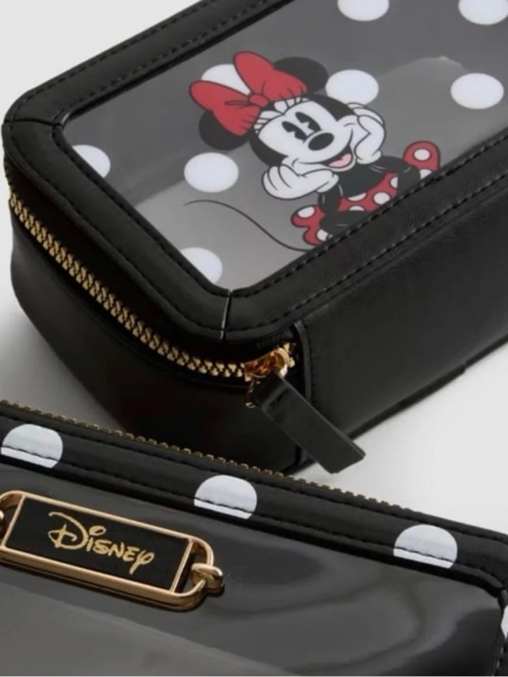Disney Minnie Mouse Black, White & Red Clear Cosmetic Case